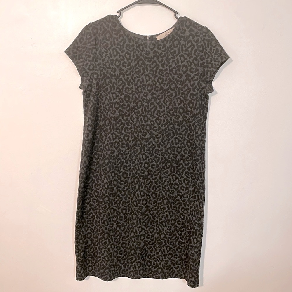 LOFT Small Tall Leopard Print Short Sleeved Dress